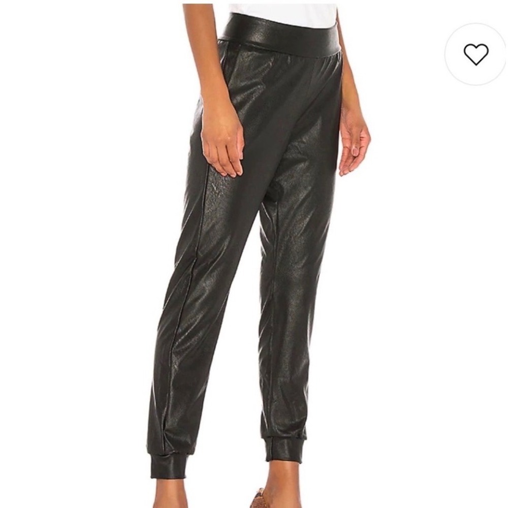Commando‎ Faux Leather Jogger Pants Black Size Small Elastic Waist Cuffed Hem